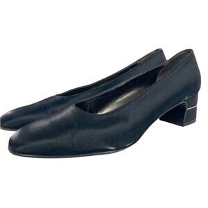 Salvatore Ferragamo Womens Size 5.5B Black Satin Rhinestone Heel Pumps
